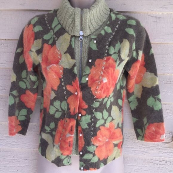 FREE PEOPLE 3/4 sleeve angora layered look soft cardigan sweater! WS - Picture 4 of 7